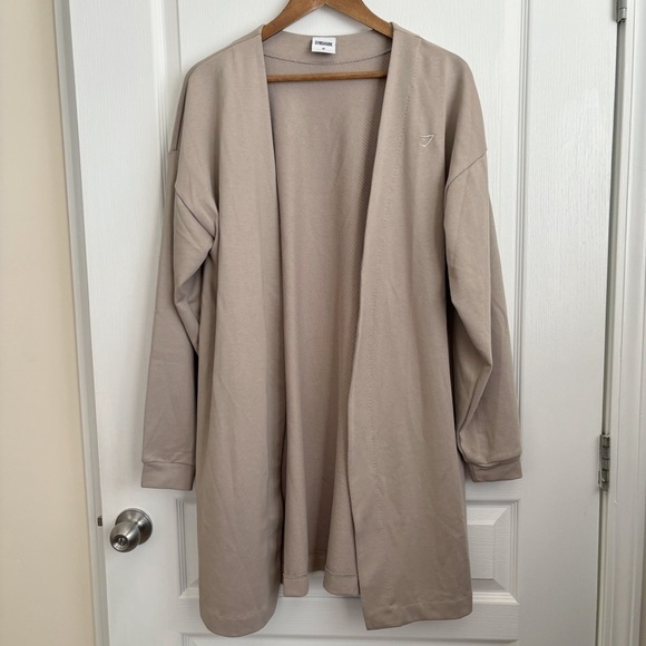 Gymshark + Whitney Simmons Sweater Long Cardigan Oversized Tan - Picture 7 of 7